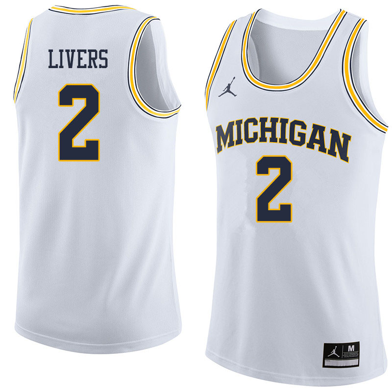 Men #2 Isaiah Livers Michigan Wolverines College Basketball Jerseys Sale-White